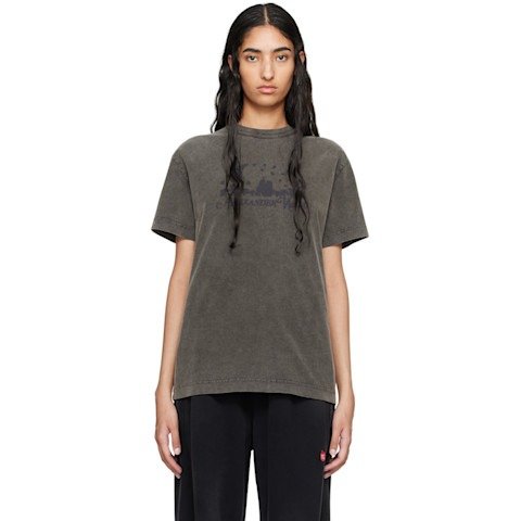 Alexander WangGray Distressed Skyline T恤