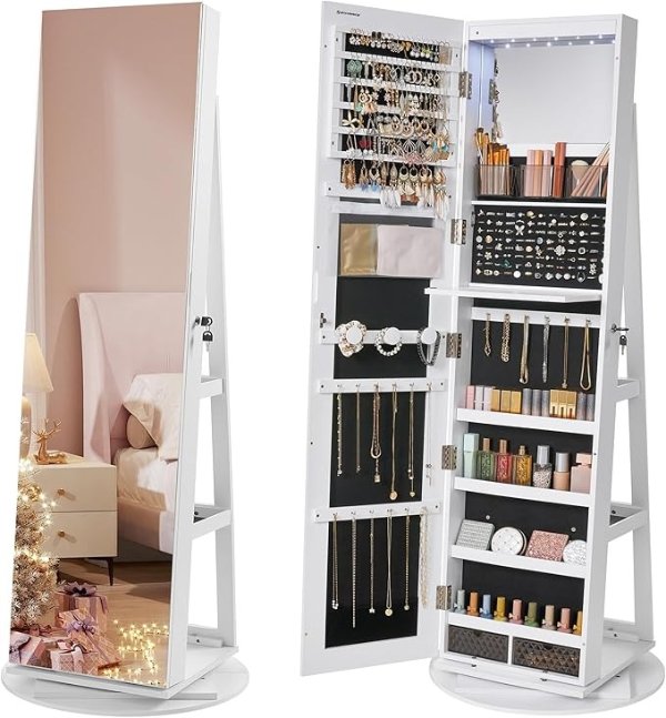 Jewelry Cabinet UJJC007W01 Full-Length Mirror White