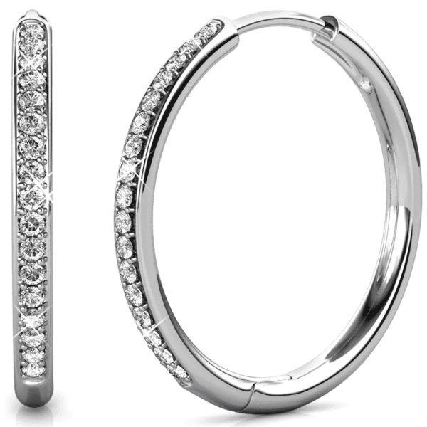 Cate & Chloe Bianca 18K White Gold Hoop Earrings Swarovski Crystals