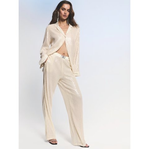 Sequin Shine 长款亮片睡衣套装