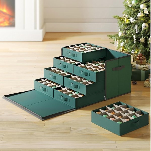 Christmas Storage Box URFB038C01 128 Slots Forest Green