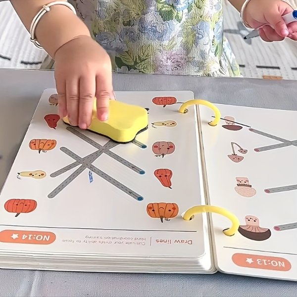 32-Page Reusable Tracing Book for Kids Animal Food Design