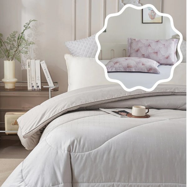 Natural Bamboo Charcoal All Season Duvet Insert + Earth Tan Premium Cotton Pillow Sham