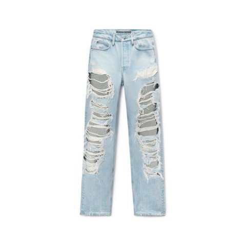Alexander WangIndigo Distressed Jean with Knit Detail
