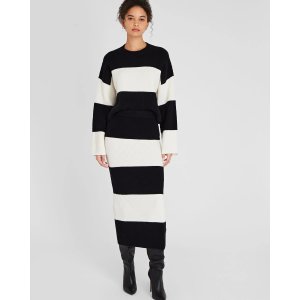 Club Monaco 条纹混羊毛连衣裙