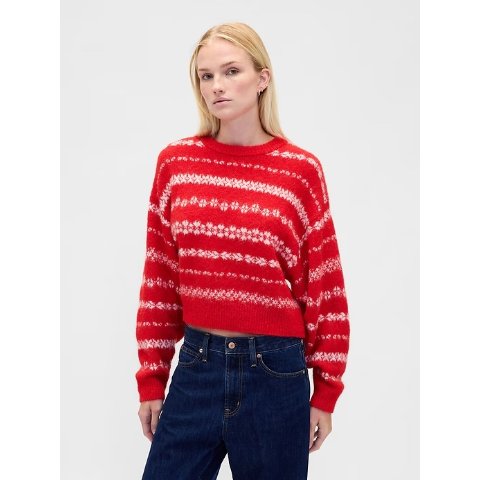 宽松毛绒套头毛衣