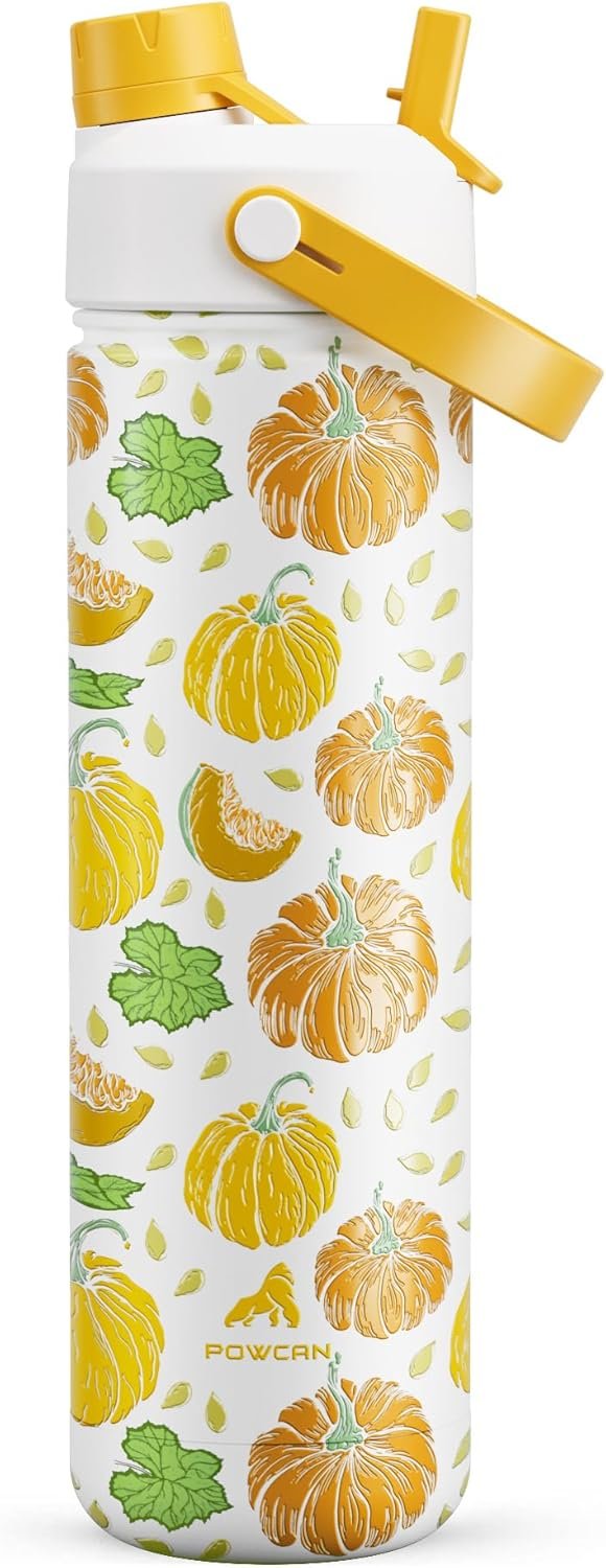 POWCAN Insulated Water Bottle 26oz Stainless Steel Orange