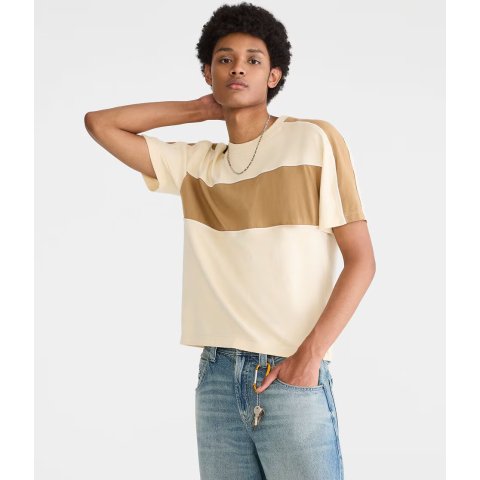 拼色复古圆领T恤