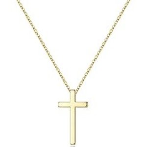 M MOOHAM Cross Necklace Dainty 14K Real Gold Plated Cross Pendant Necklace