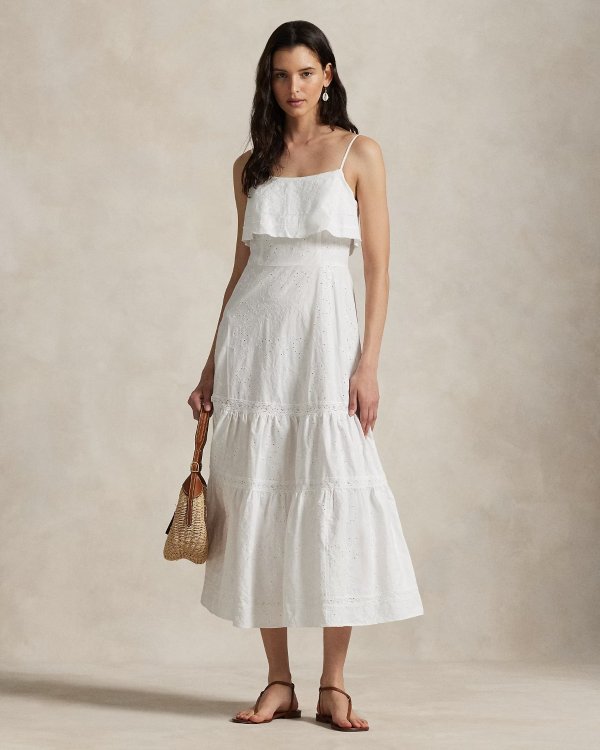 Cotton Eyelet Tiered Maxi Dress