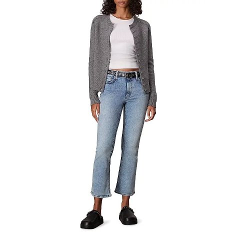 中腰九分喇叭牛仔裤