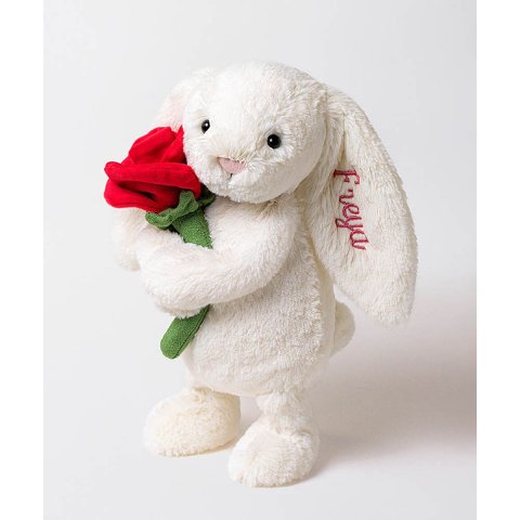 JellycatPersonalized Cream Bunny with Rose