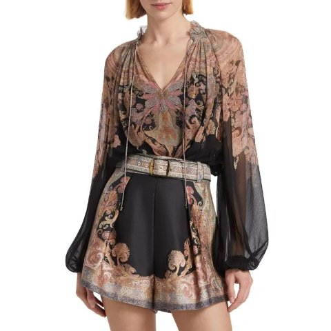 Paisley 蝴蝶结衬衫