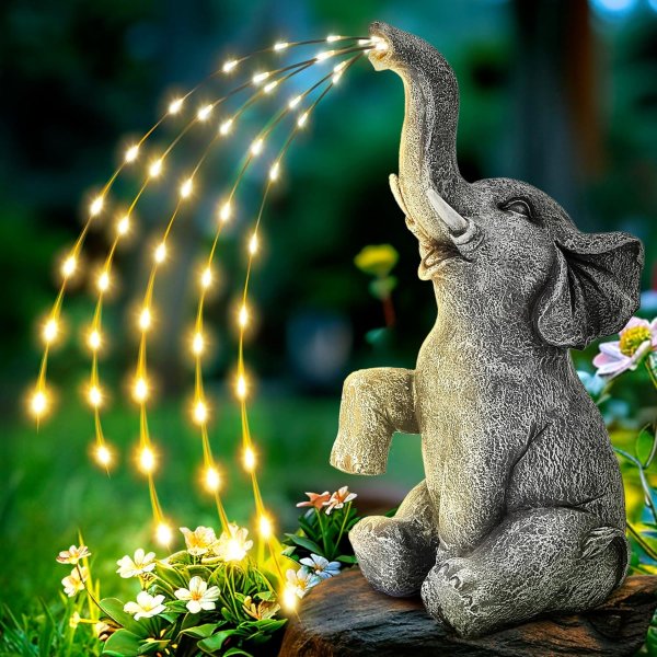Solar Outdoor Elephant Statue Upgraded