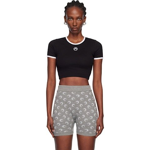 Black Moon Logo Ribbed Cropped T-shirt