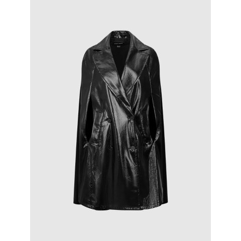 Faux Leather Cape Coat