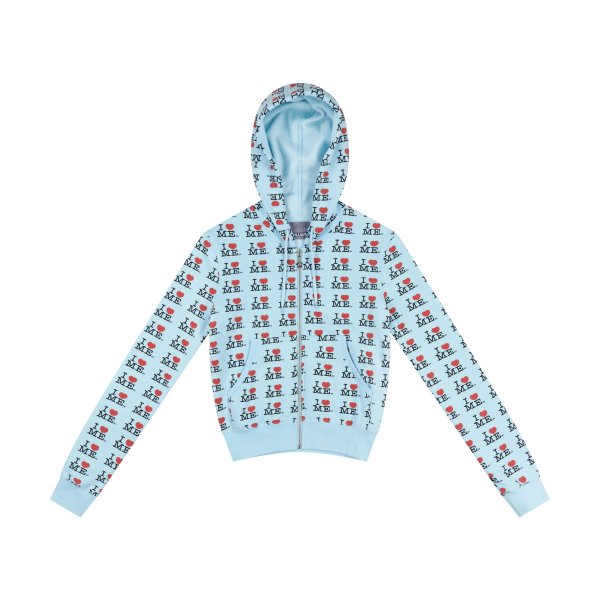 I Heart Me Print Shrunken Hoodie