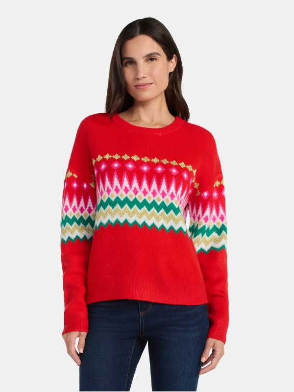 Women's Fair Isle Pullover Sweater XS-4X