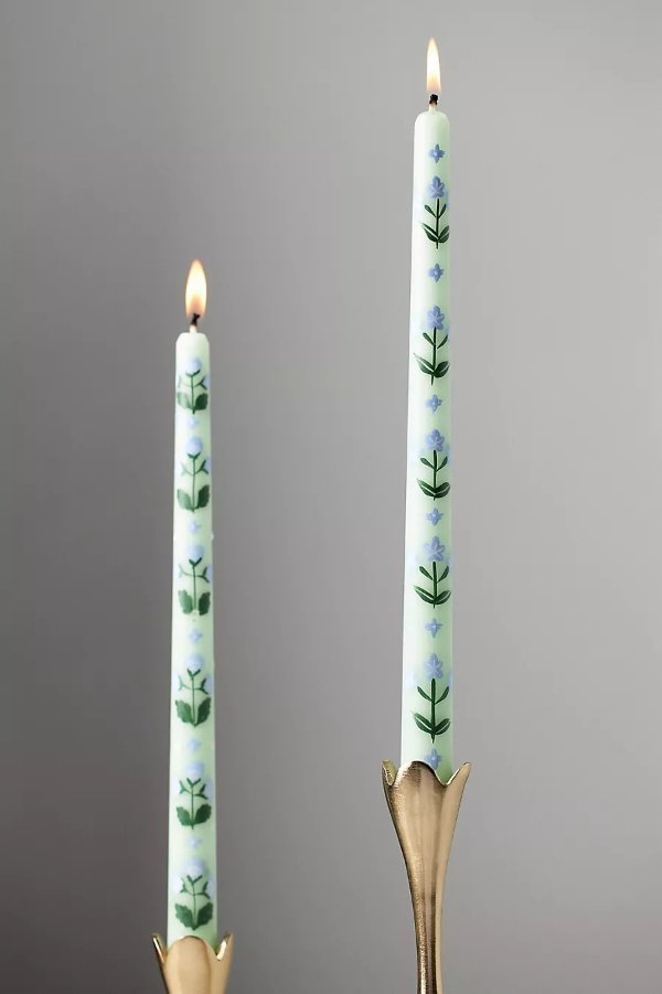 Franny Handpainted Taper Candles Set of 2