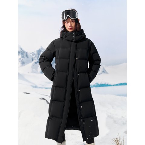 女士超长款防泼水泡芙羽绒大衣