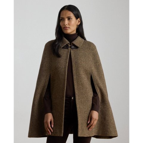 Ralph LaurenWool-Blend Twill Cape with Buckle Trim
