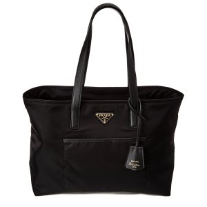Prada Saffiano尼龙皮革手提包
