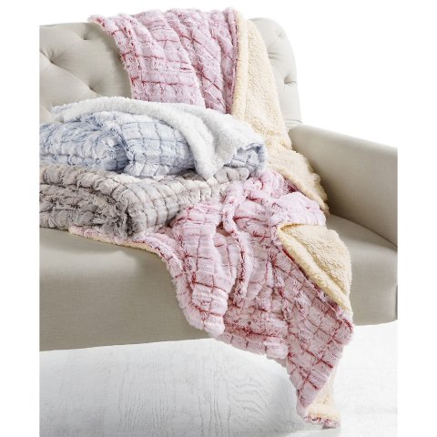 Blue RidgeElle Home Reversible Micromink to Faux-Sherpa Tie-Dye Throw