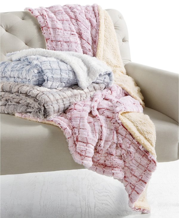 Elle Home Reversible Micromink to Faux-Sherpa Tie-Dye Throw