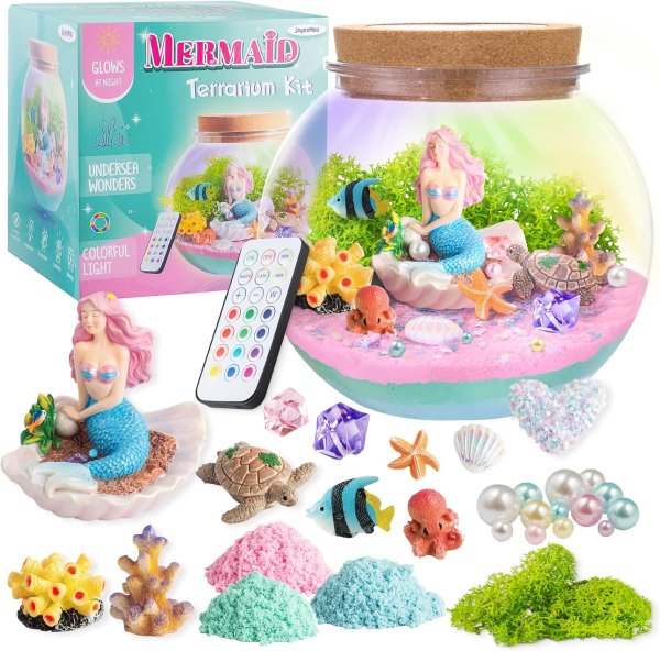 JOYEEMAX Mermaid Light-Up Terrarium Kit for Kids