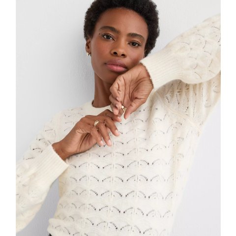 Pointelle 毛绒针织衫