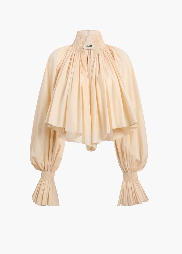 Durer Top High Collar Shirt Hand-Crushed Pleating