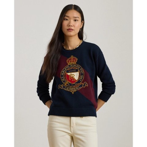 Ralph LaurenColor-Blocked Crest Cotton Sweater