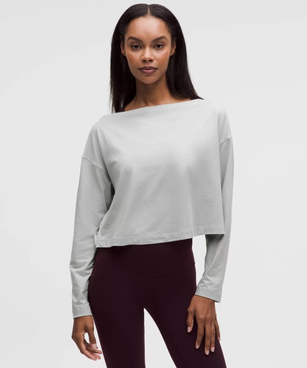 Softy Suedey Relaxed Long-Sleeve Boatneck Shirt