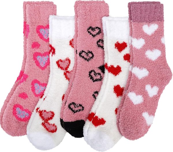 YSense Fuzzy Cat Socks for Women 5 Pairs