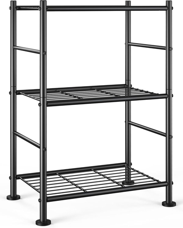 Sakugi Metal Storage Shelf 3-Tier Black 18x12x30 Inch