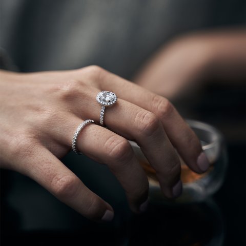 925银锆石戒指套装 1.5克拉 7号