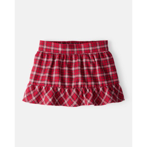 婴儿格子棉短裙裤 红色