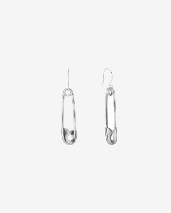 DOVER STREET MARKET NY Mene Platinum Safety Pin Drop Earrings