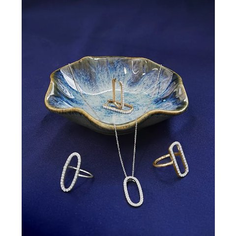 Diamond Open Oval Ring 14K Gold