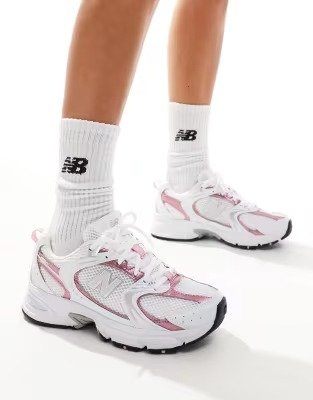 530 White Sneakers Pink Metallic