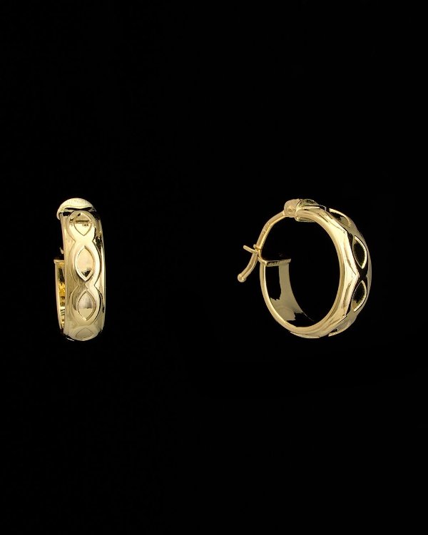 18K Italian Gold Fancy Hoop Earrings