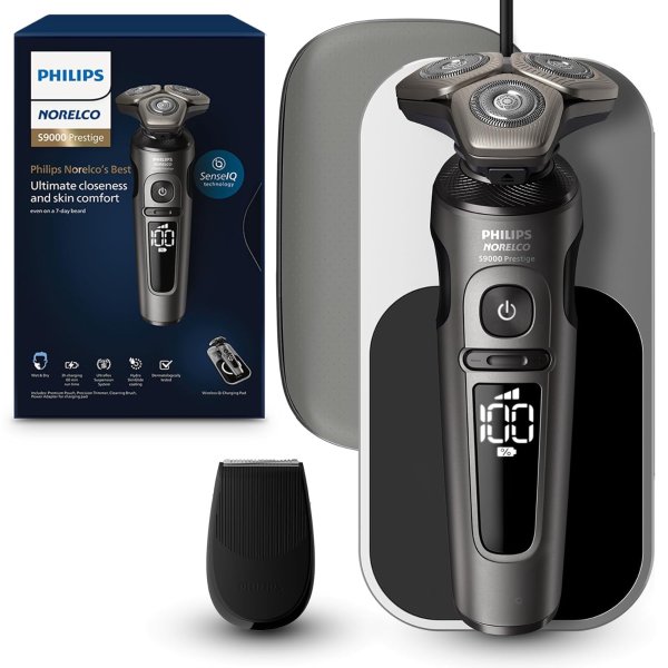 Philips Norelco S9000 Prestige Electric Shaver SP9872/86 Qi-Charger