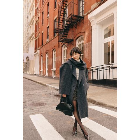 Carina 羊毛真丝大衣 煤灰色