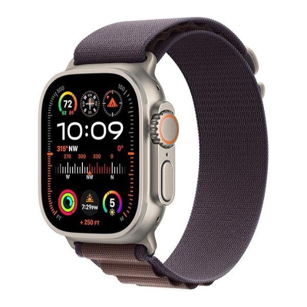 Watch Ultra 2 [GPS + Cellular 49mm] Smartwatch with Rugged Titanium Case & Indigo Alpine Loop Large. Fitness Tracker, Precision GPS, Action Button, Extra-Long Battery Life, Carbon Neutral