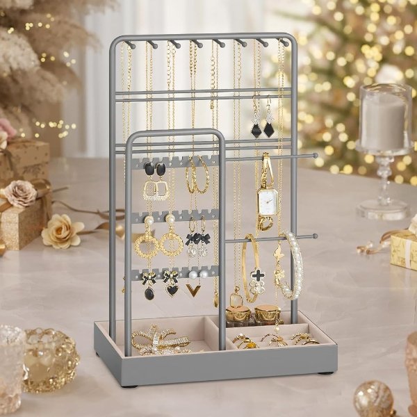 SONGMICS Jewelry Holder UJJS021G01 Metal Dove Gray