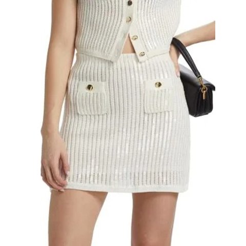 混纺罗纹迷你裙