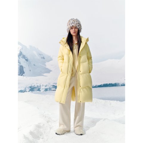 女士超长款95绒保暖羽绒大衣