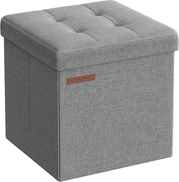 SONGMICS Storage Ottoman ULSF028G02 11.8 Inch Light Gray
