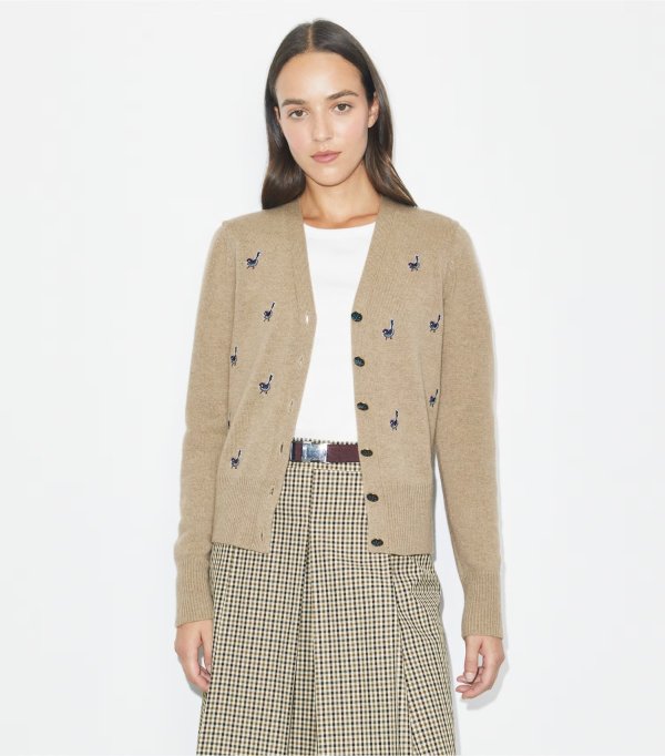BIRDIE Cashmere Embroidered Cardigan