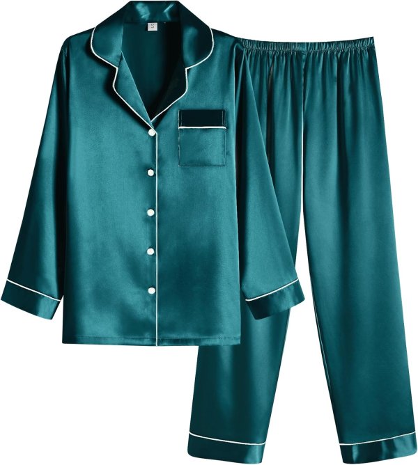 Ekouaer Women Satin Pajamas Set Classic